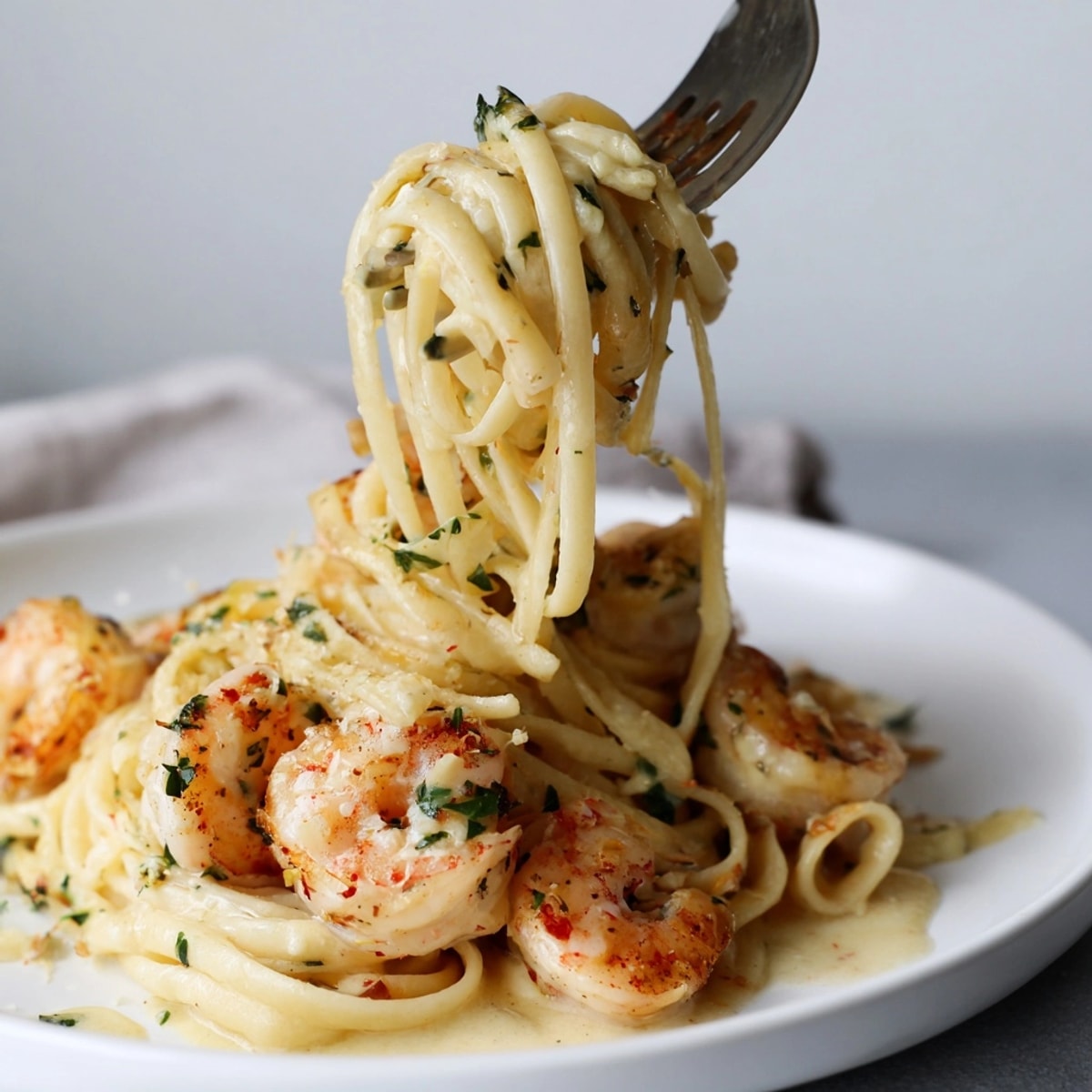 Imagine the taste of Creamy Herb Shrimp Linguine; a flavorful, quick weeknight dinner.