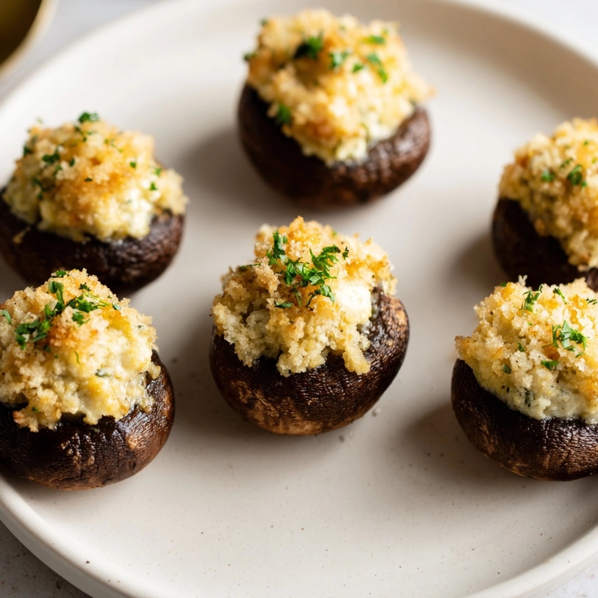 Creamy garlic parmesan Stuffed Mushrooms, hot from the oven, fragrant and delicious.