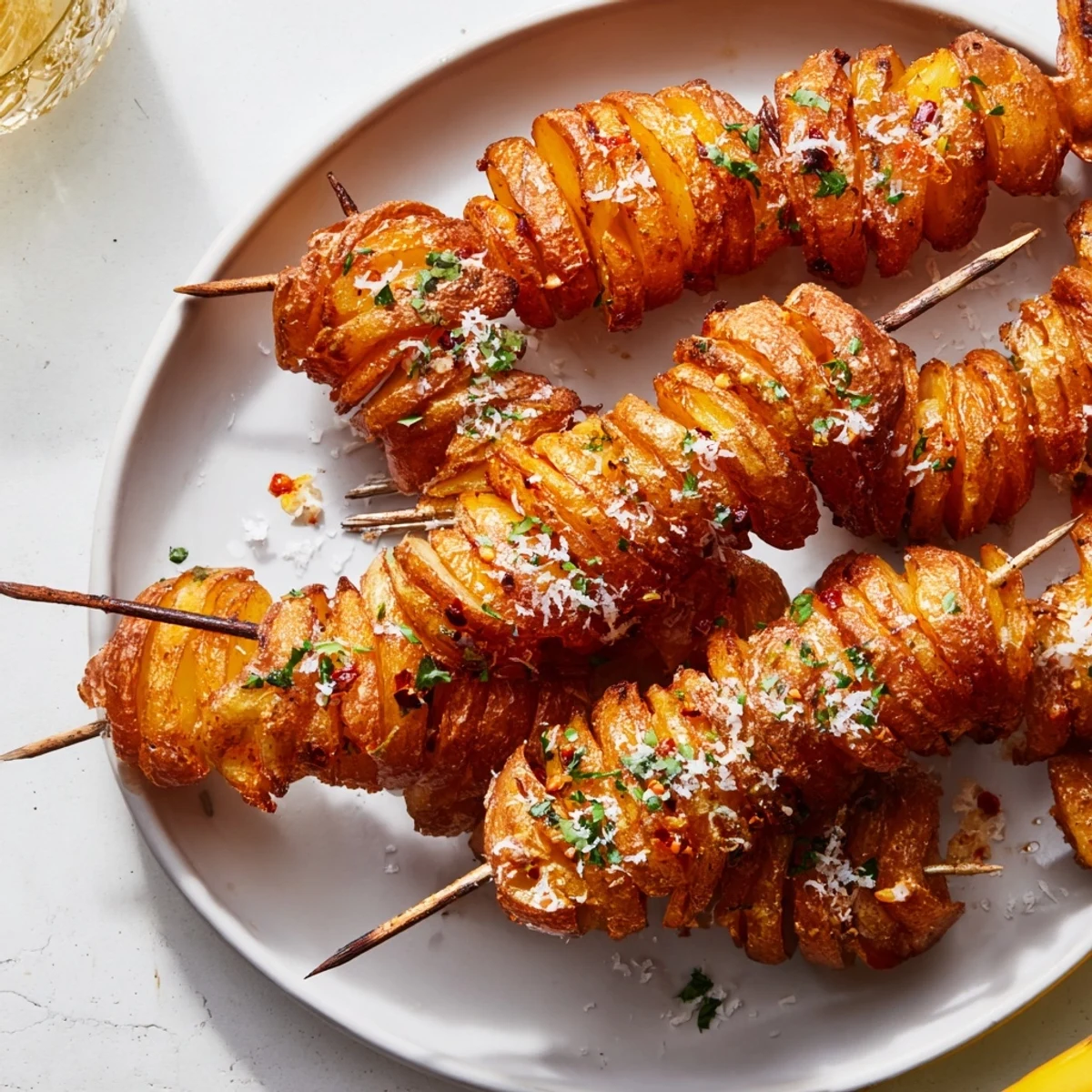 Delicious air-fried tornado potatoes, ideal for dipping in aioli or ketchup at parties.