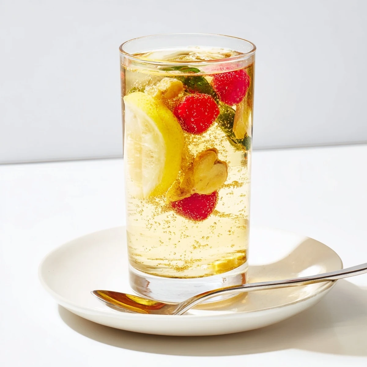 Colorful Kombucha-style mocktails garnished with mint, perfect for a summer gathering.