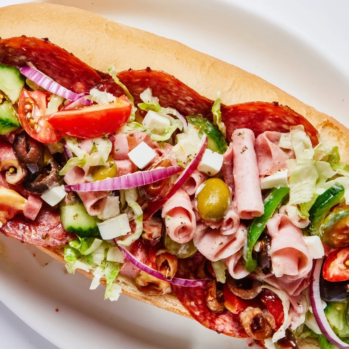 Colorful flavor mash-up sandwiches showcasing an Italian-inspired filling on toasted bread.  