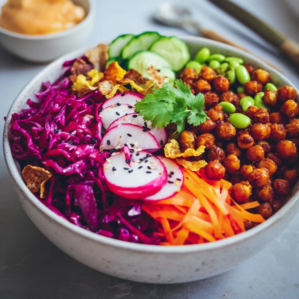 Colorful ASMR Crunch Snack Bowls showcasing layers of textures and flavors for a delightful bite.  