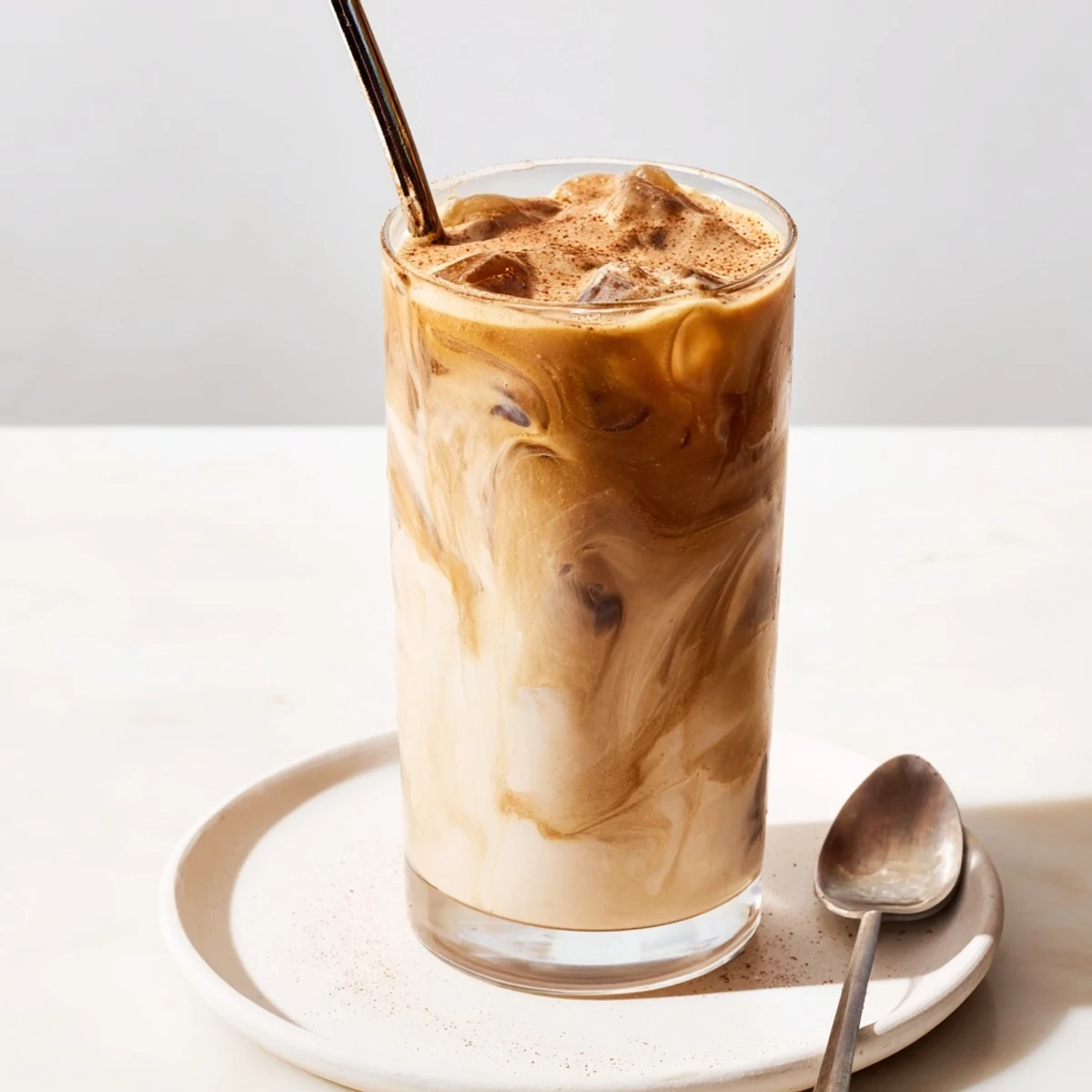 Deliciously rich tahini iced coffee blended with cold brew, served over ice.