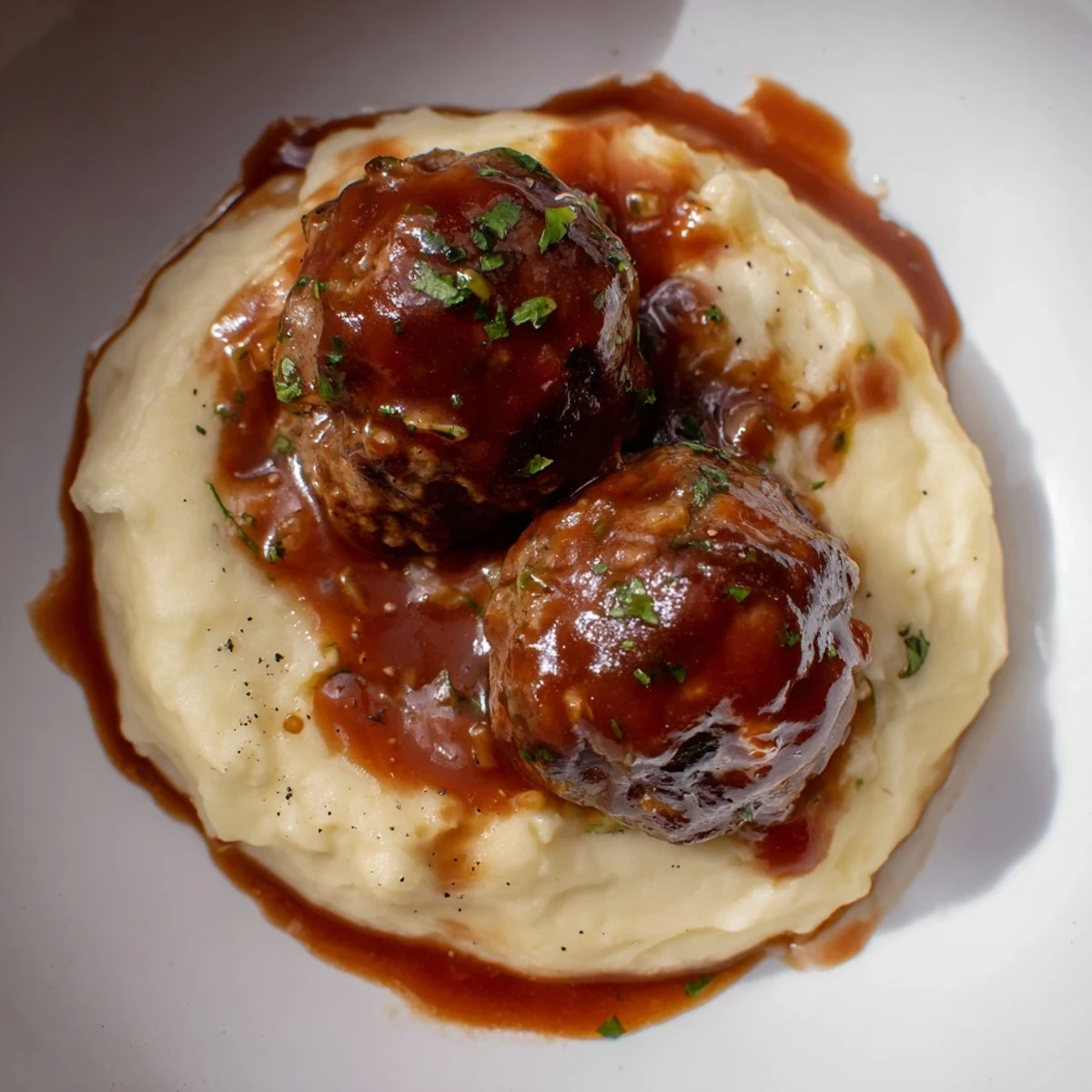 BBQ Meatballs Mashed Potatoes #107