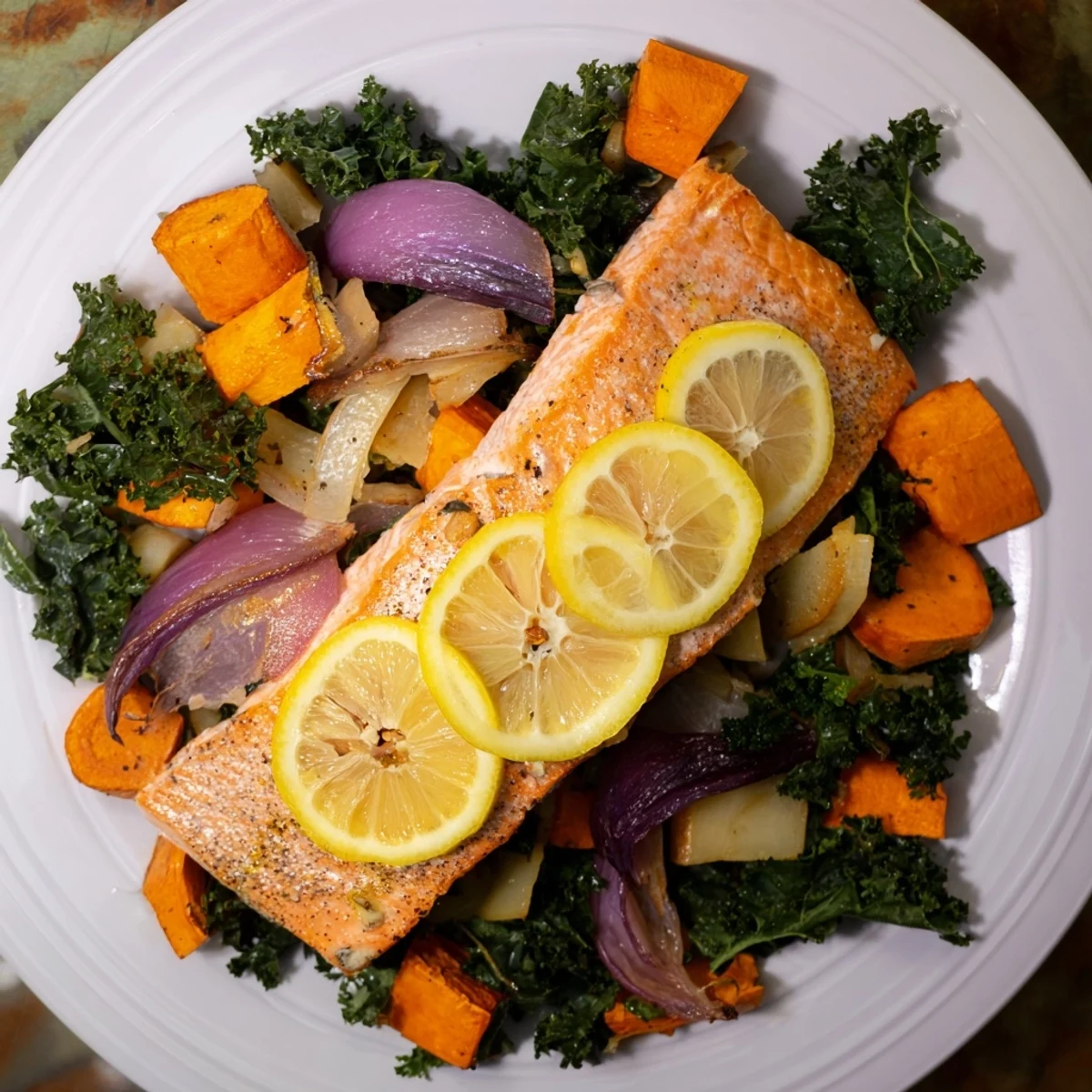 Flaky sheet-pan salmon with vibrant roasted vegetables, ready in under an hour, gluten-free and delicious.