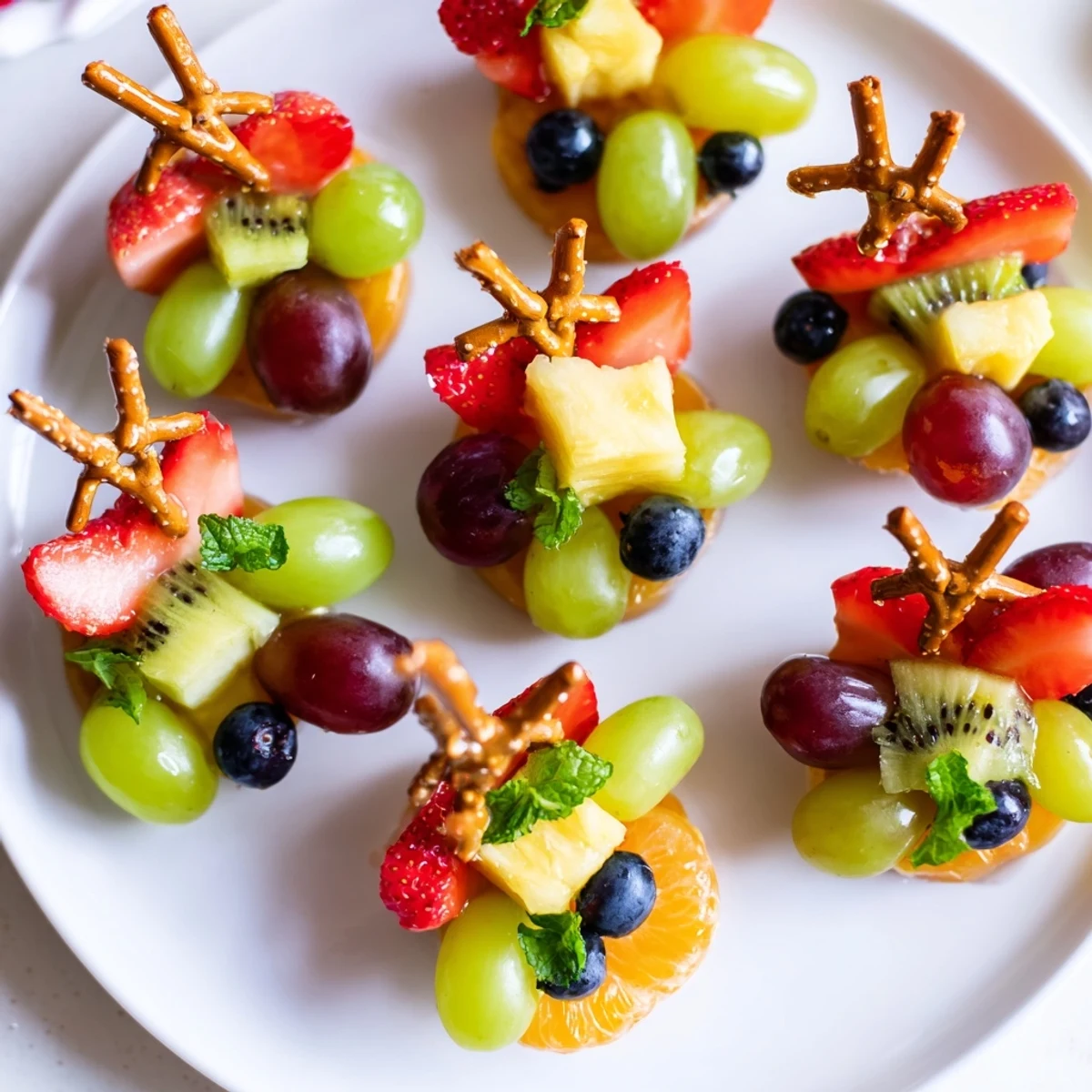 Festive Ornament Fruit Medley, a colorful platter of fresh berries and juicy orange slices, ready to serve.