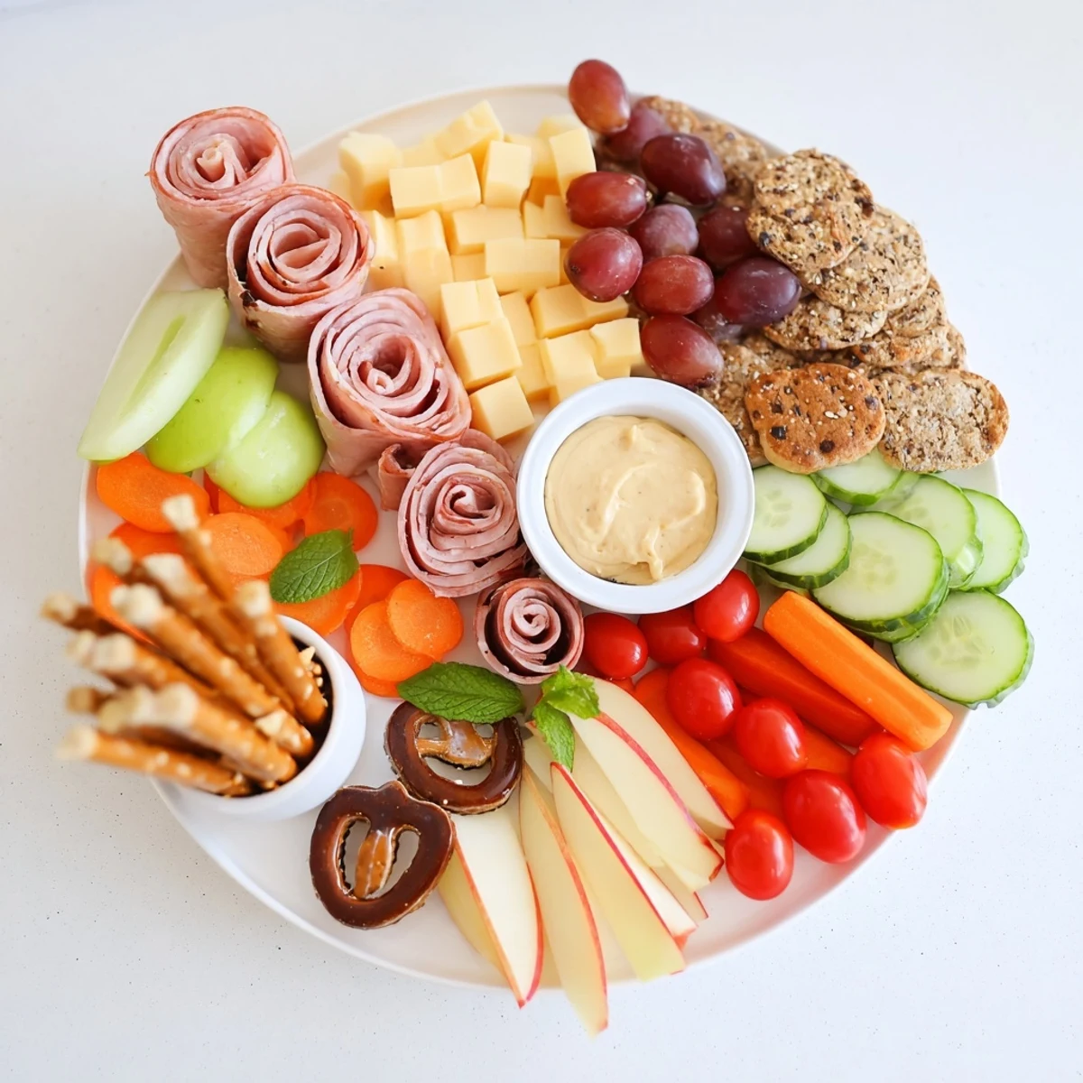 Gallop & Graze Horse Charcuterie displays a colorful array of cheeses, meats, and fresh produce.