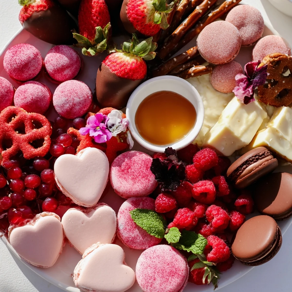 Sweetheart Valentine's Day Board overflowing with chocolate strawberries, perfect for sharing and sweet treats.