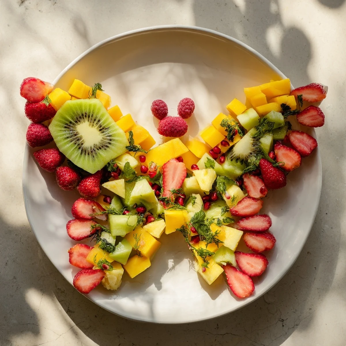 Bright and colorful Papillon de Fruits dÉté brings fresh summer flavors in butterfly shape, ready to serve.