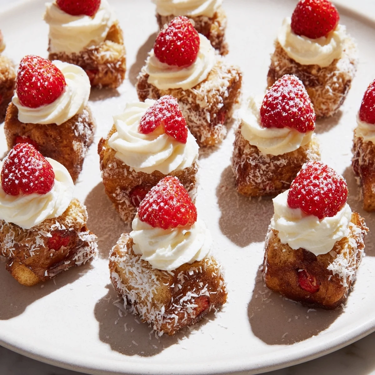 These festive Santa Hat Bread Pudding Bites are bite-sized, perfect for a holiday dessert spread.