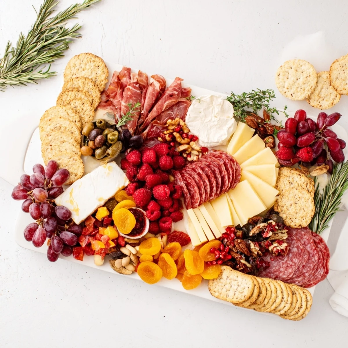 Festive Stocking Charcuterie Board: a delicious holiday appetizer with cheese, meats, and colorful fruits.