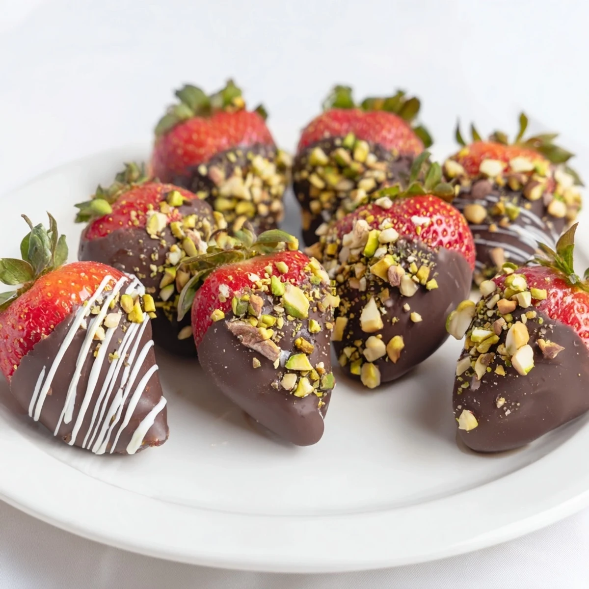 Close-up of vibrant dark chocolate covered strawberry dips, showcasing a smooth, rich chocolate coating.