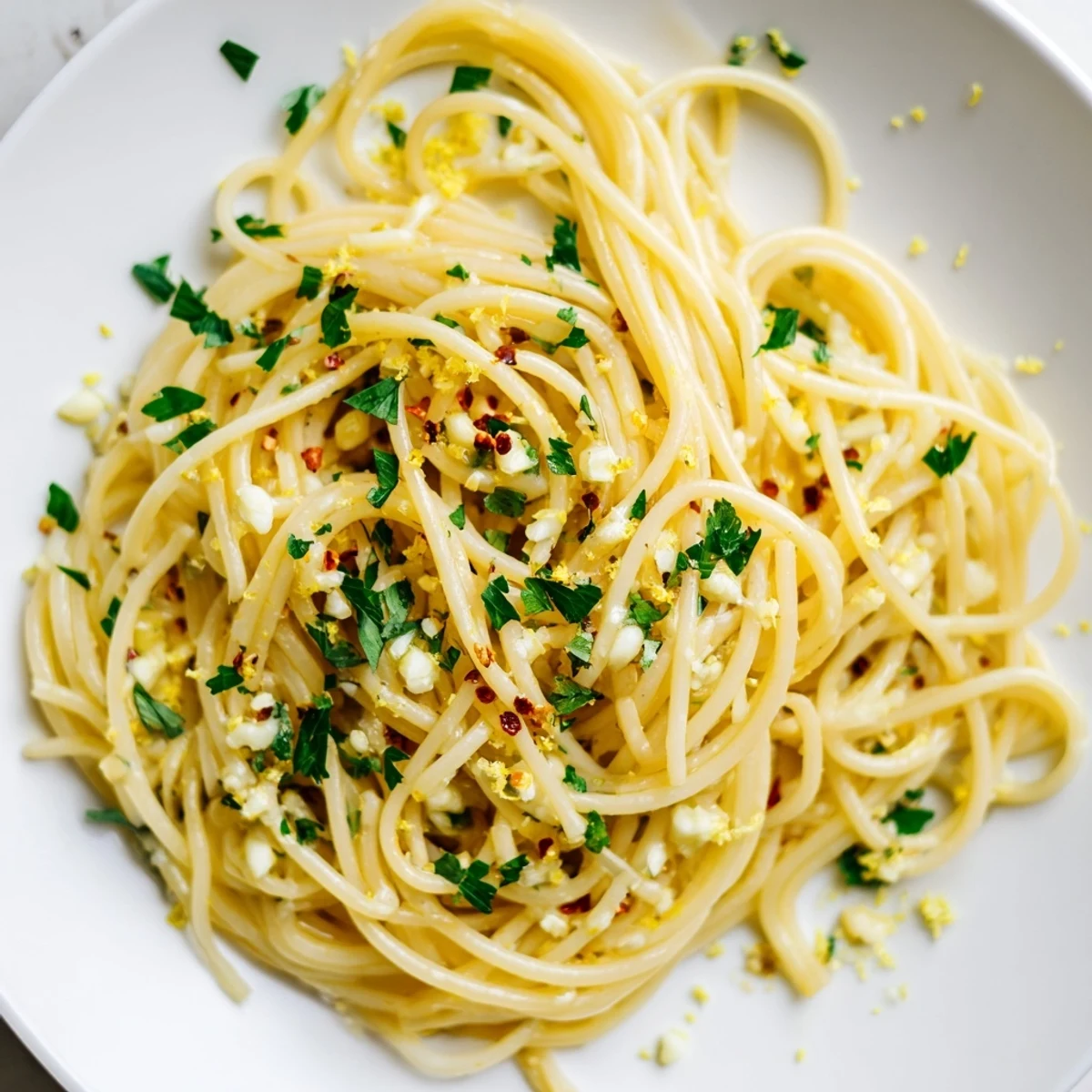 Steaming bowl of Garlic Butter Noodles, topped with fresh parsley and Parmesan cheese, a comforting classic.