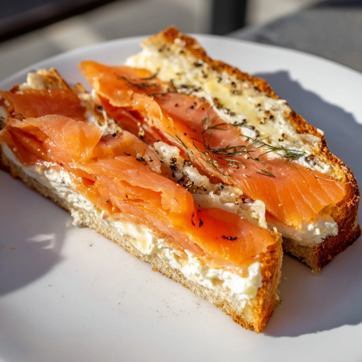Golden, crispy Smoked Salmon Grilled Cheese oozes creamy cheese and salty salmon on sourdough bread.