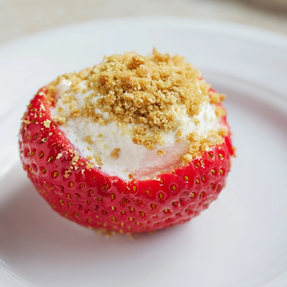 Sweet, bite-sized Cheesecake Stuffed Strawberries, perfectly chilled and ready for immediate enjoyment.