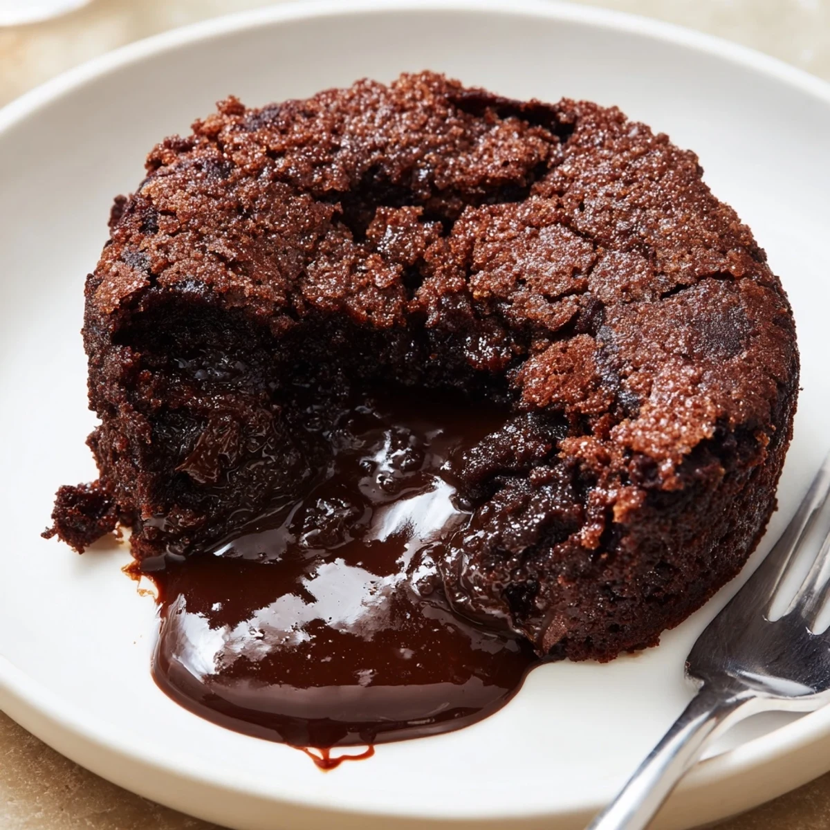 Crackly-topped Ina Garten Brownie Pudding with a molten chocolate center, perfect for dessert enjoyment.