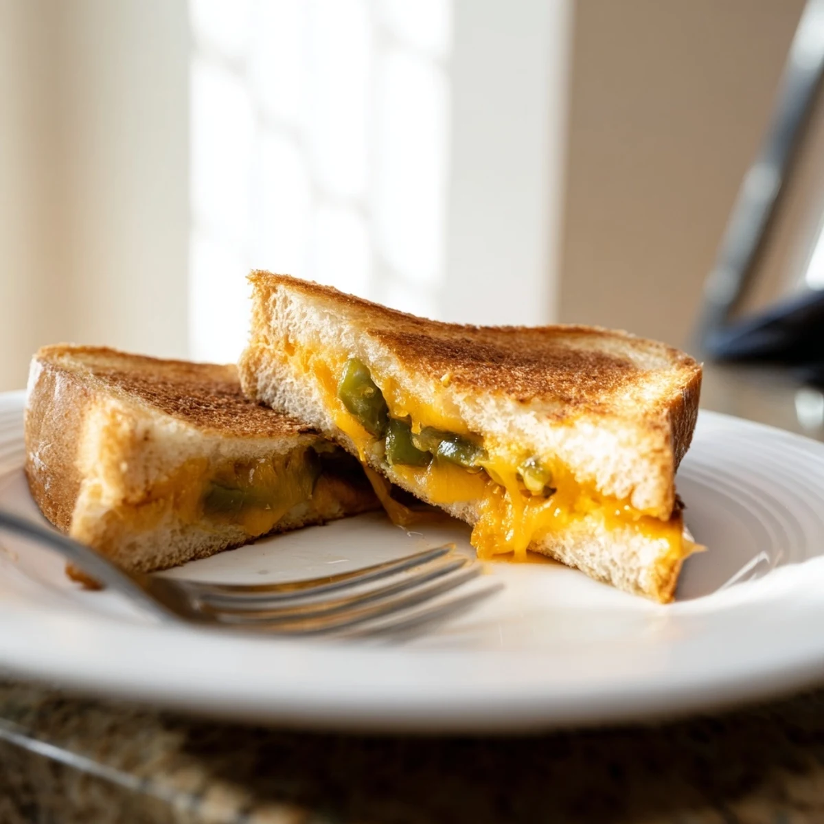 Buttery sourdough bread holds gooey cheddar and spicy pickled jalapeños, perfect for a quick weeknight dinner.