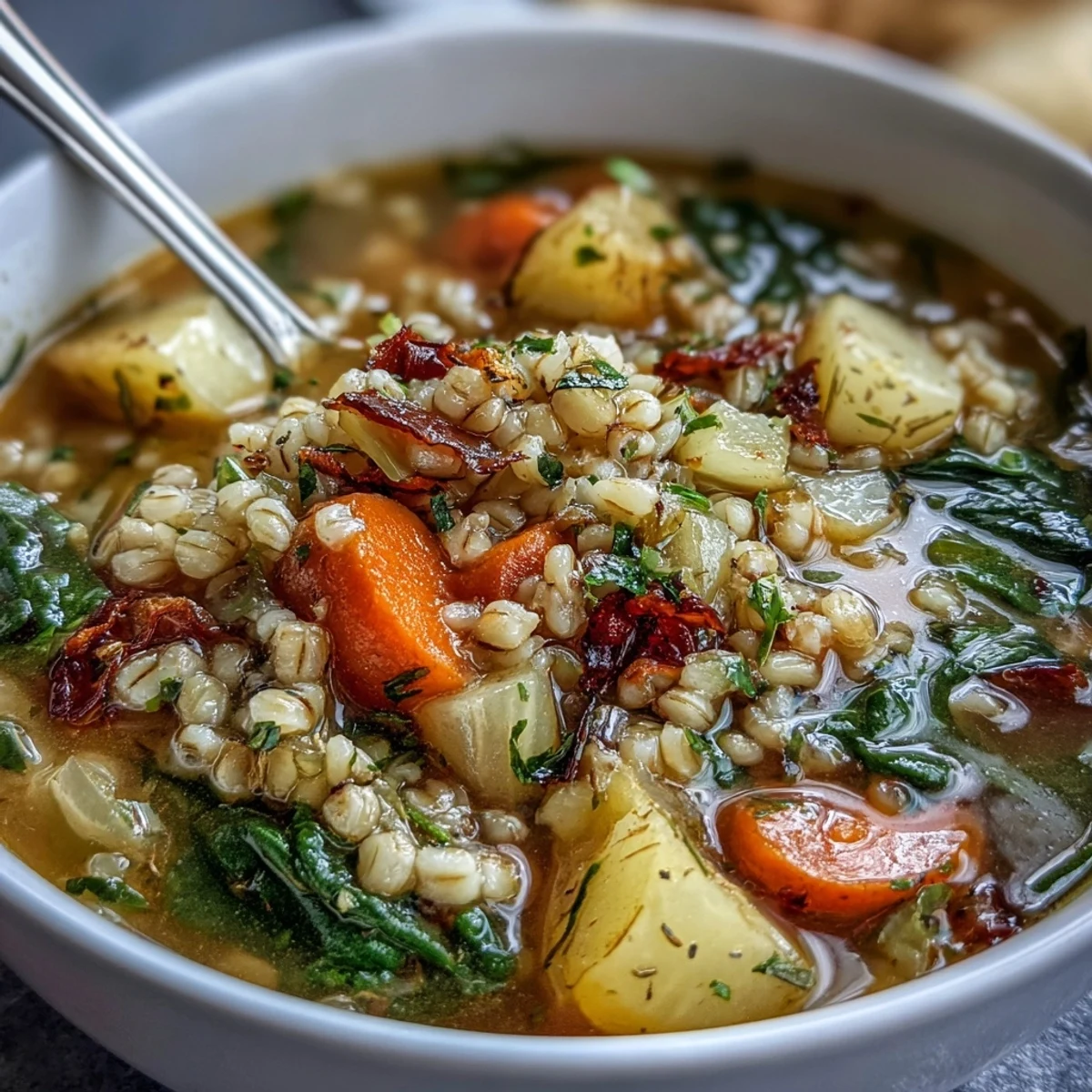 This comforting vegetable soup with barley is loaded with seasonal produce, simmered to perfection for a nourishing meal.