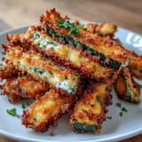 Delicious Parmesan zucchini fries, oven-baked and ready to dip in marinara sauce.