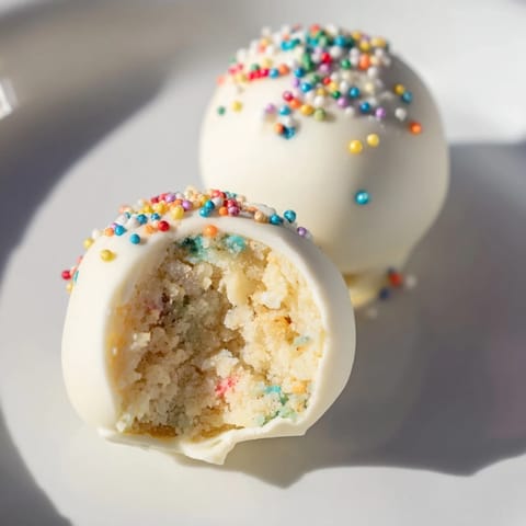 Warm, melting white chocolate coats these delightful lightened-up sugar cookie cake pops, ready to be enjoyed.