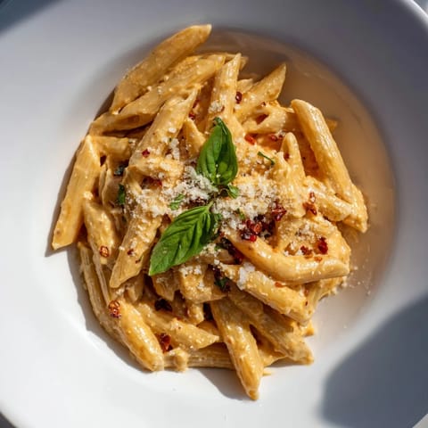 Delectable, protein-packed Sun-Dried Tomato & Cottage Cheese Pasta Sauce tossed with penne pasta.