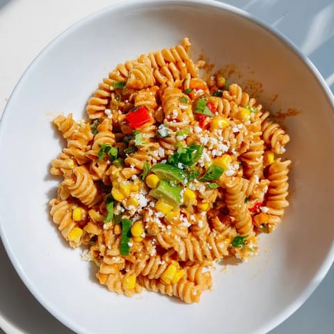 Creamy One-Pot Mexican Street Corn Pasta in a single pot, bursting with corn and zesty flavors.