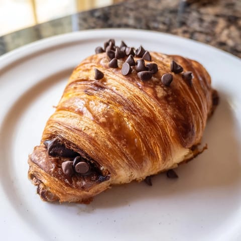 Warm, buttery chocolate cookie croissant, a perfect American-French fusion dessert creation ready to enjoy.
