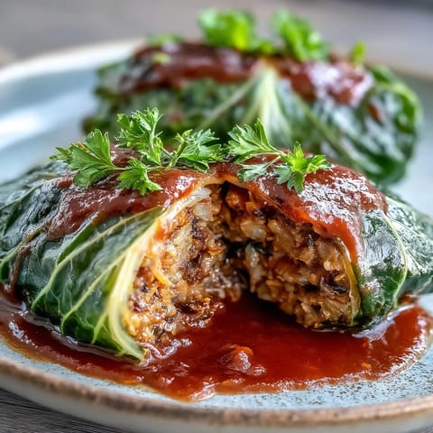 Freshly baked vegan cabbage rolls served on a plate with a side of crusty bread.