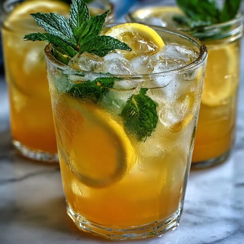 DIY Lemonade Bar with Flavor Syrups: colorful syrups in glass bottles beside a clear lemonade dispenser, garnished with lemon slices and mint sprigs.