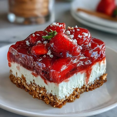 A vibrant Strawberry Pretzel Jello Salad, featuring creamy filling and pretzel crunch.