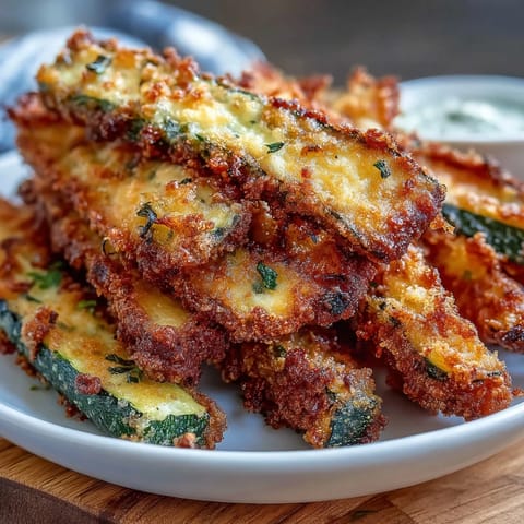 Golden, crispy Parmesan zucchini fries baked to perfection for a healthy appetizer.