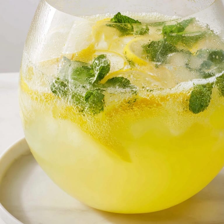 Refreshing homemade Sparkling Lemonade Punch with vodka, perfect for summer parties.