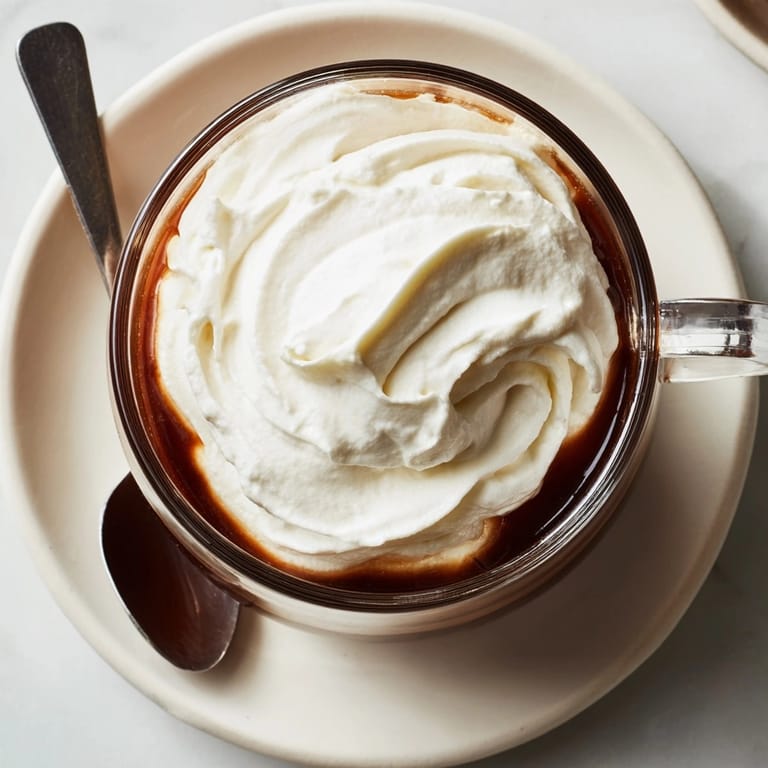 Hot Irish Coffee sweetened delicately with brown sugar, topped with luscious, thick cream.