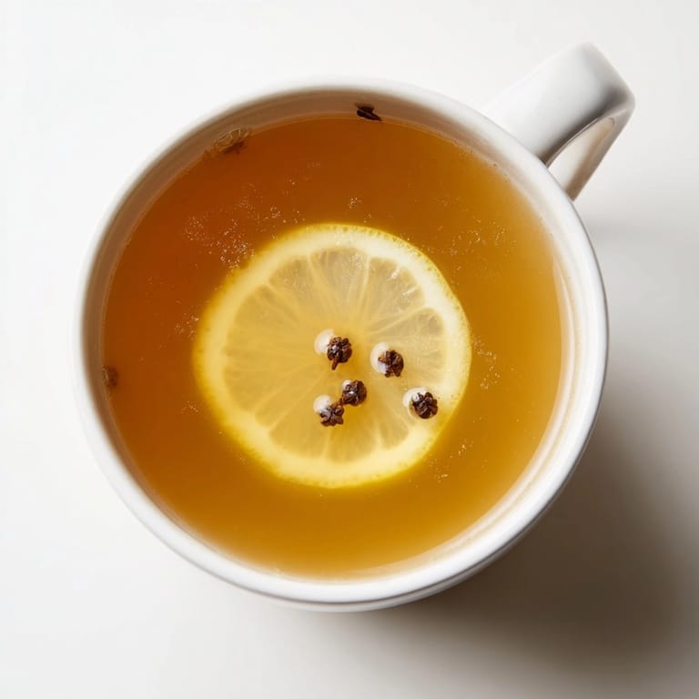Warm, comforting Hot Toddy recipe: golden whiskey swirling with lemon and clove garnish.