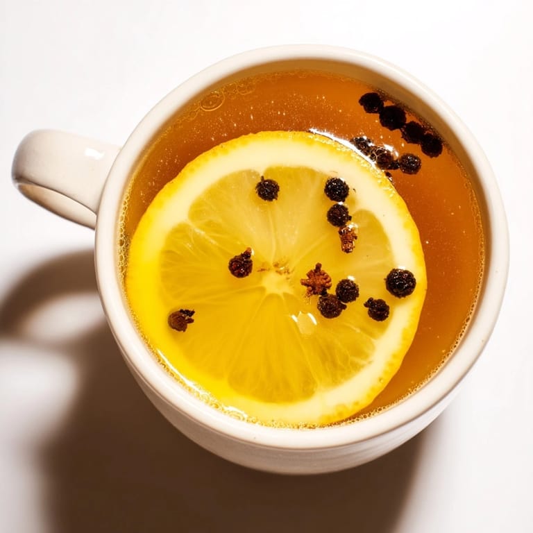 Close-up of a soothing Hot Toddy: a winter warmer bubbling with citrus aromatics.