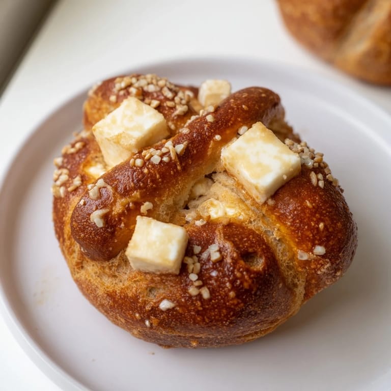 Deliciously golden cream cheese pretzel scones, ideal for a hearty snack or brunch.