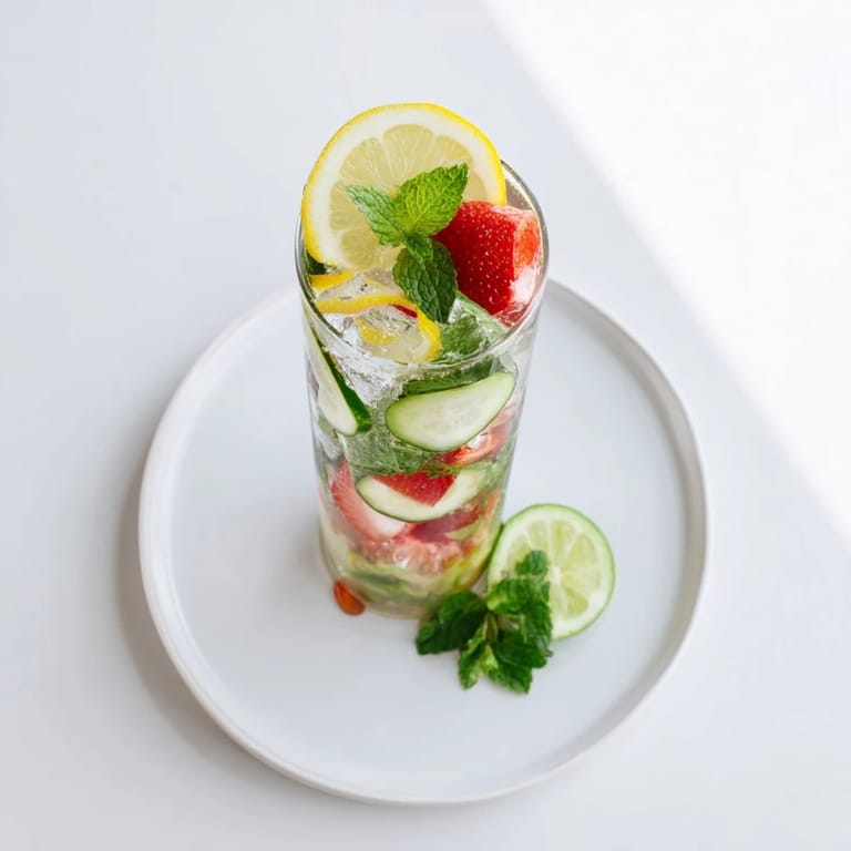 Colorful water-based mocktails garnished with cucumber and edible flowers for elegance.