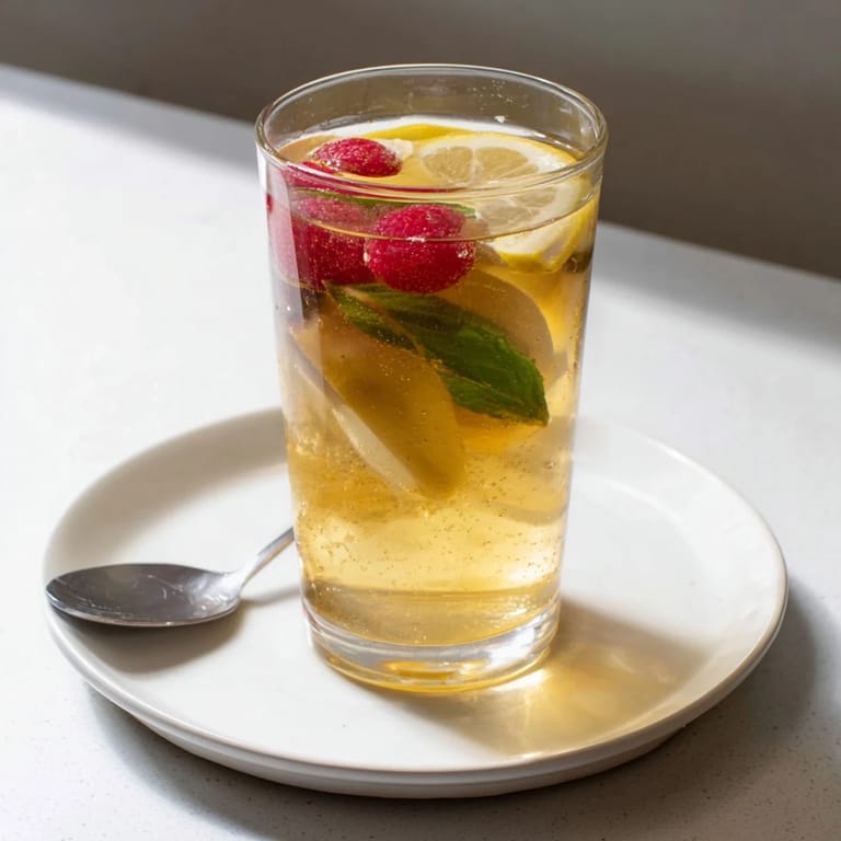 Fresh fruits infuse bubbly Kombucha-style home-brew mocktails for a flavorful sip.  