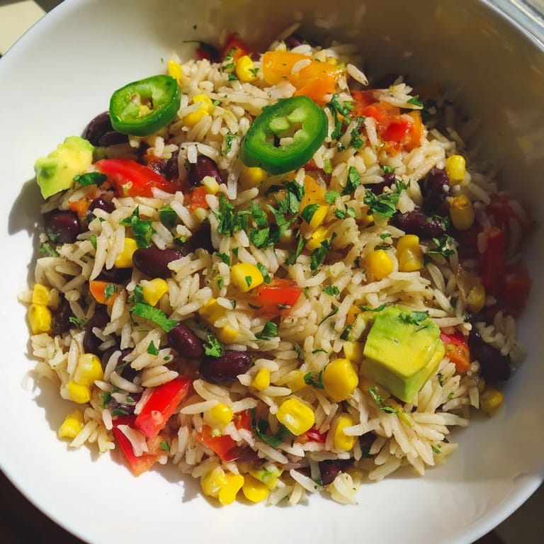 Fresh cilantro garnishes this hearty One-Pot Mexican Rice & Beans, a delicious and satisfying vegetarian meal.