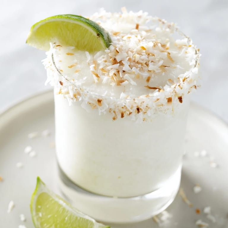 Cool, creamy White Christmas Margarita Slush recipe featuring the perfect blend of tequila and coconut flavors.