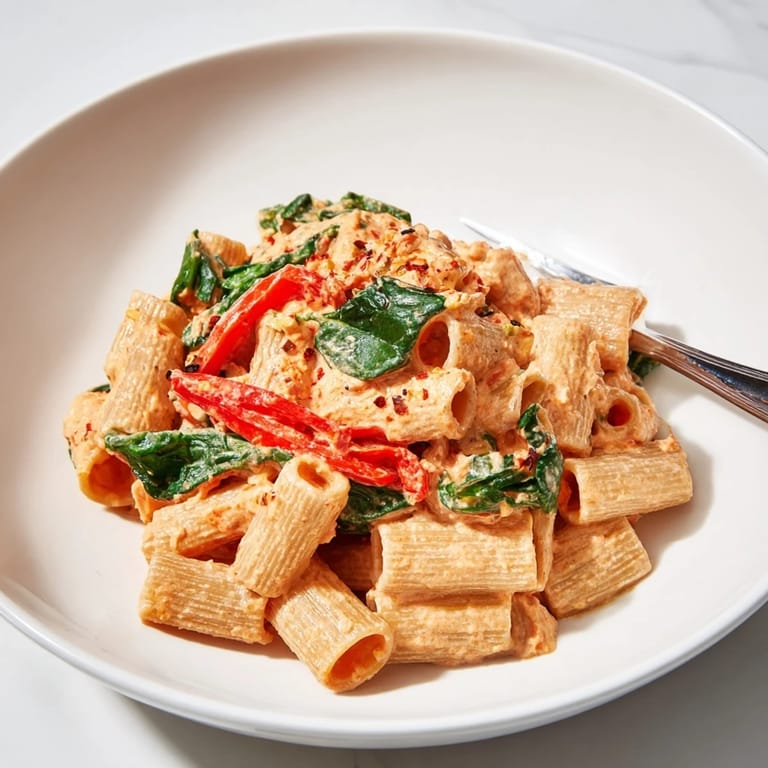 This lightened-up Vodka Rosé Christmas Pasta showcases a festive, creamy tomato and vodka sauce.