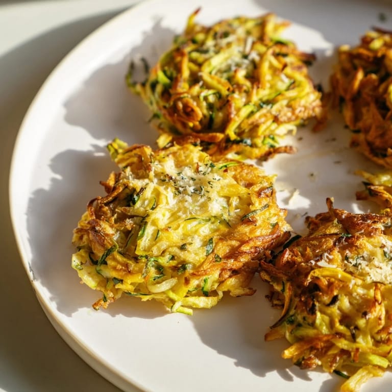 Savory high-protein chicken zucchini fritters, featuring shredded chicken and grated zucchini, served with a vibrant salad.