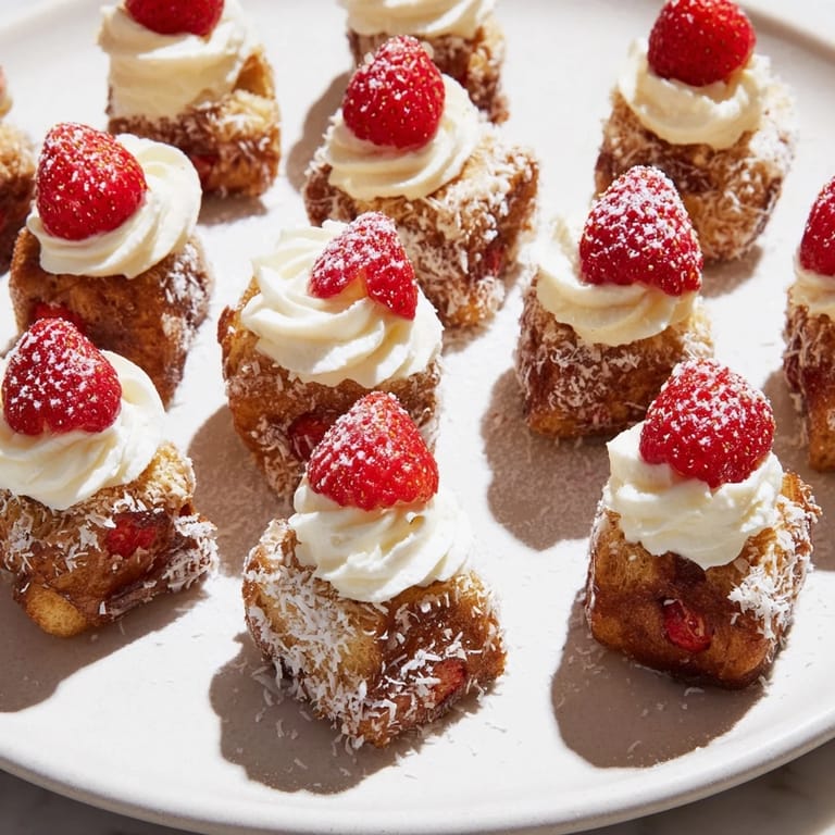 These festive Santa Hat Bread Pudding Bites are bite-sized, perfect for a holiday dessert spread.