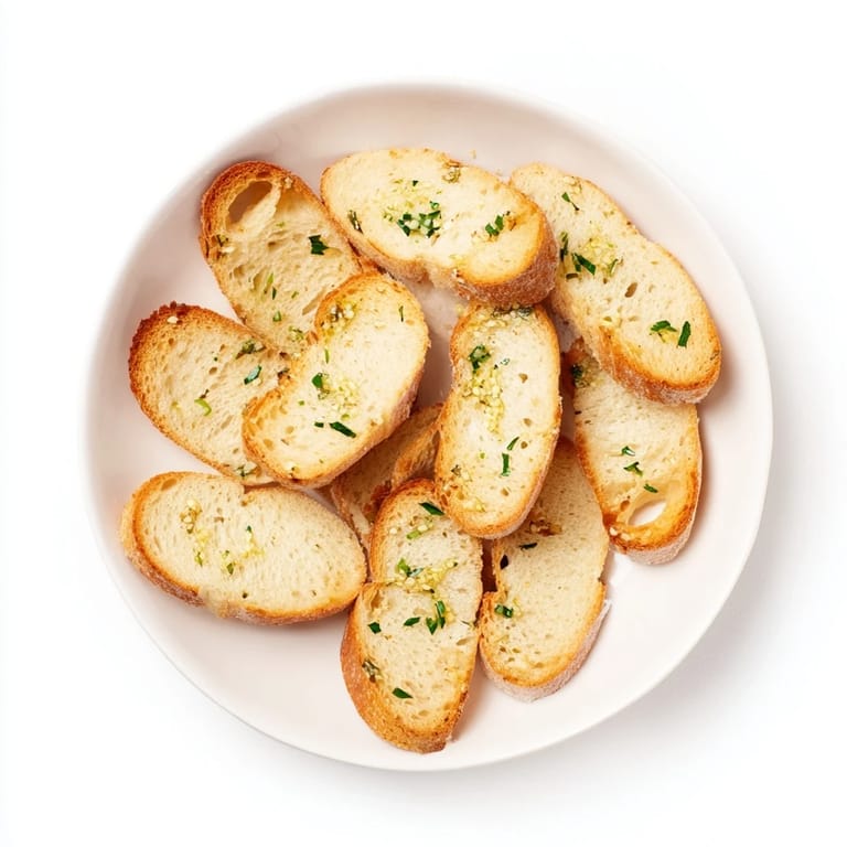 Savory baguette slices form a welcoming circle, perfect for dipping sauces or delightful soups.