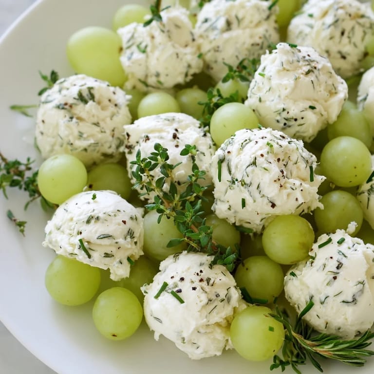 This beautiful Mistletoe Kissing Ball appetizer features green grapes, herbs, and creamy cheese for holidays.