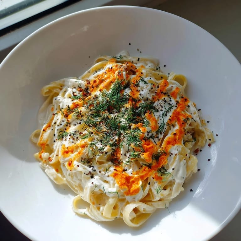 Close-up of Turkish Pasta with Paprika Butter; the flavorful paprika butter glistens beautifully.