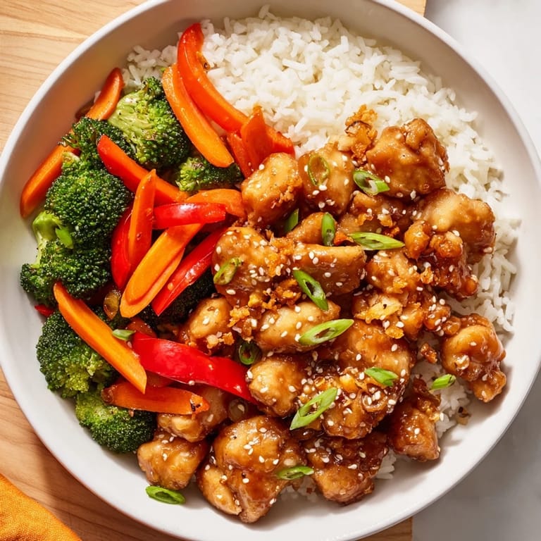 A close-up of prepared teriyaki chicken rice, showing tender chicken covered in a rich teriyaki glaze.