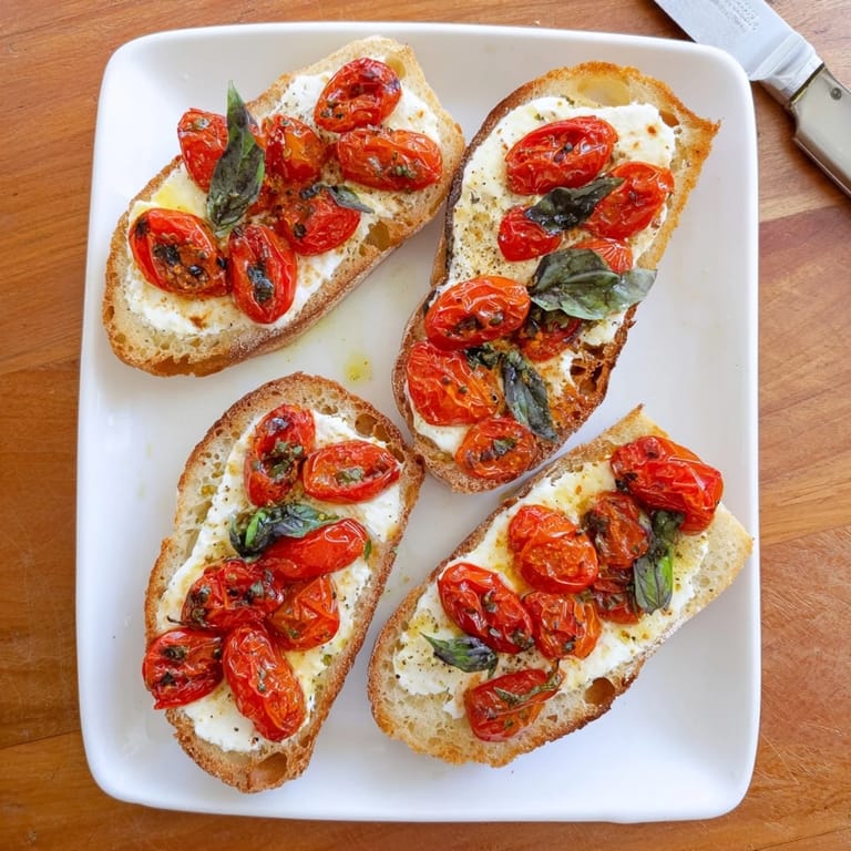 Mediterranean Baked Feta Toast topped with herbs and olive oil, perfect for a light lunch.