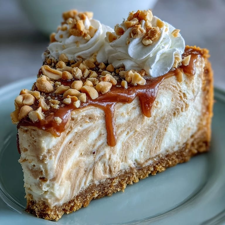 Slice of Nutter Butter Cheesecake revealing a rich peanut butter swirl and a crunchy Nutter Butter cookie crust base.