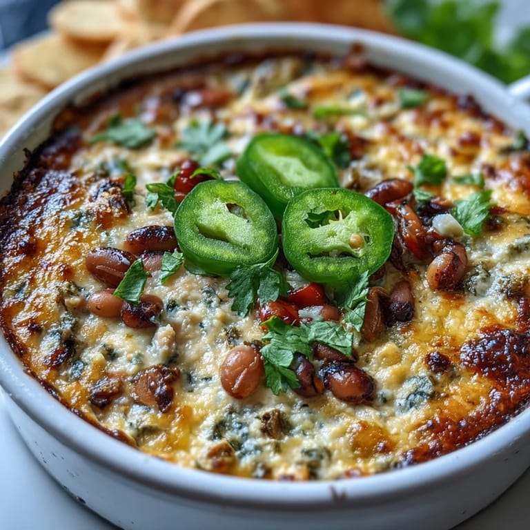 A festive bowl of Hot Black-Eyed Pea Dip with Jalapeño and Cumin, topped with fresh cilantro, ready for a game day party platter.